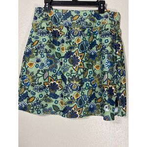 Moteepi Women XL Floral Paisley Athletic Skort Green Blue Tennis Golf Skirt